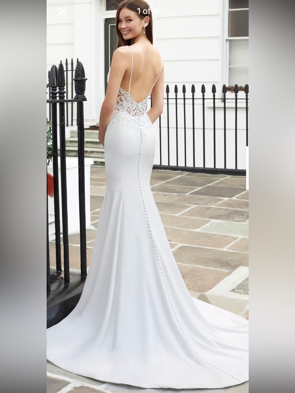 Backless White Lace Appliqué Mermaid Gown